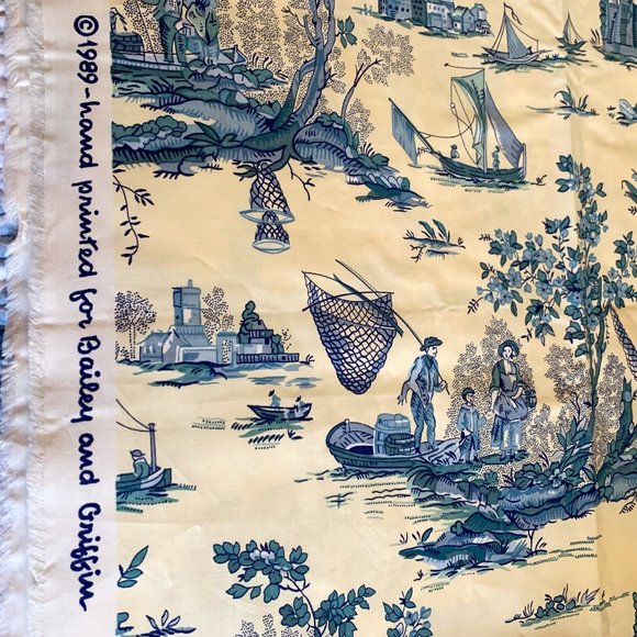 Bailey and Griffin Other - Gorgeous Vintage Chinoiserie Toile Bailey & Griffin Hand Printed Fishermen